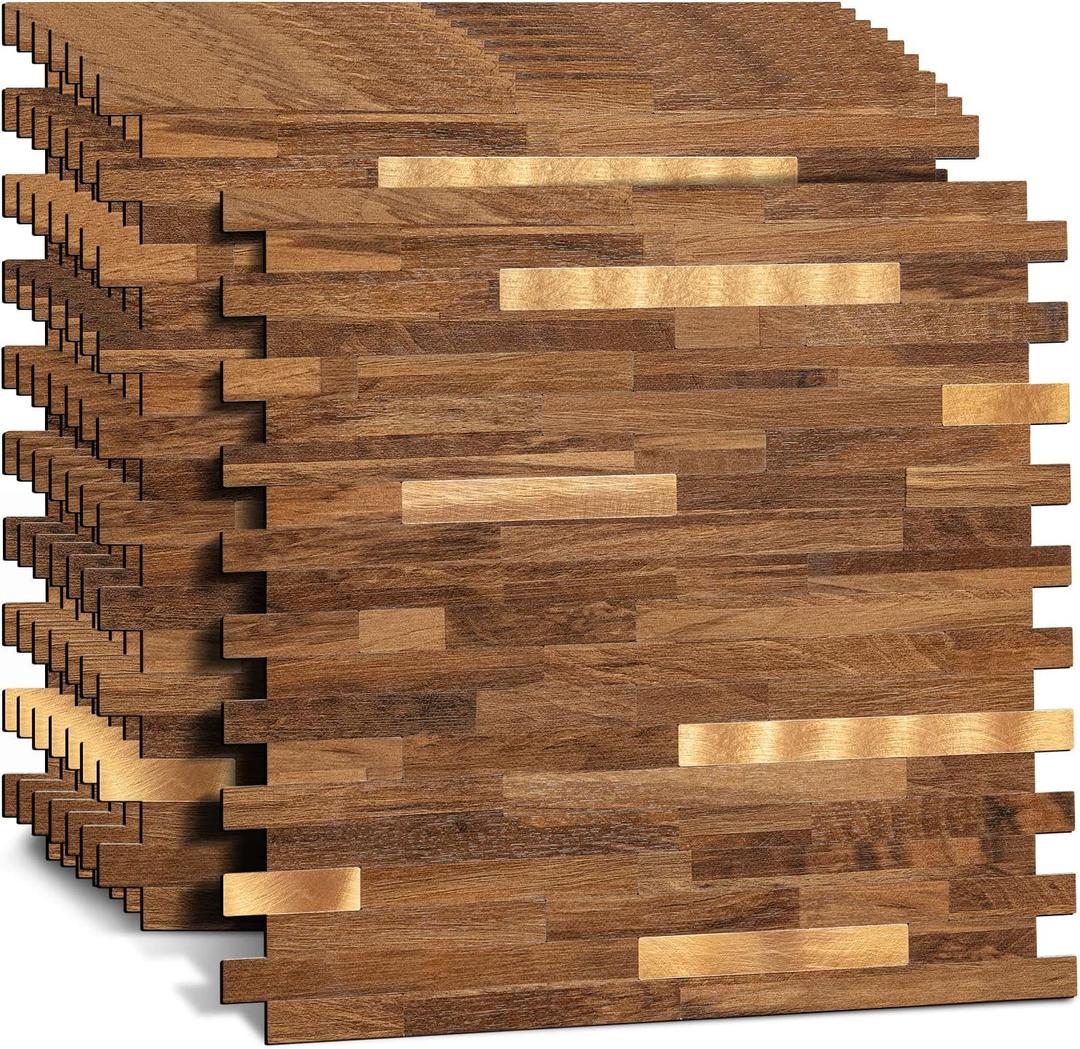 Midcard 10 Sheets Peel and Stick Backsplash PVC Wall Tile,for Kitchen Backsplash (Rectangular Dark Brown)