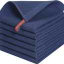 Kitinjoy 100% Cotton Kitchen Dish Cloths, 6 Pack Waffle Weave Ultra Soft Absorbent Dish Towels for Drying Dishes Quick Drying Kitchen Towels Dish Rags, 12 X 12 Inches, Navy Blue