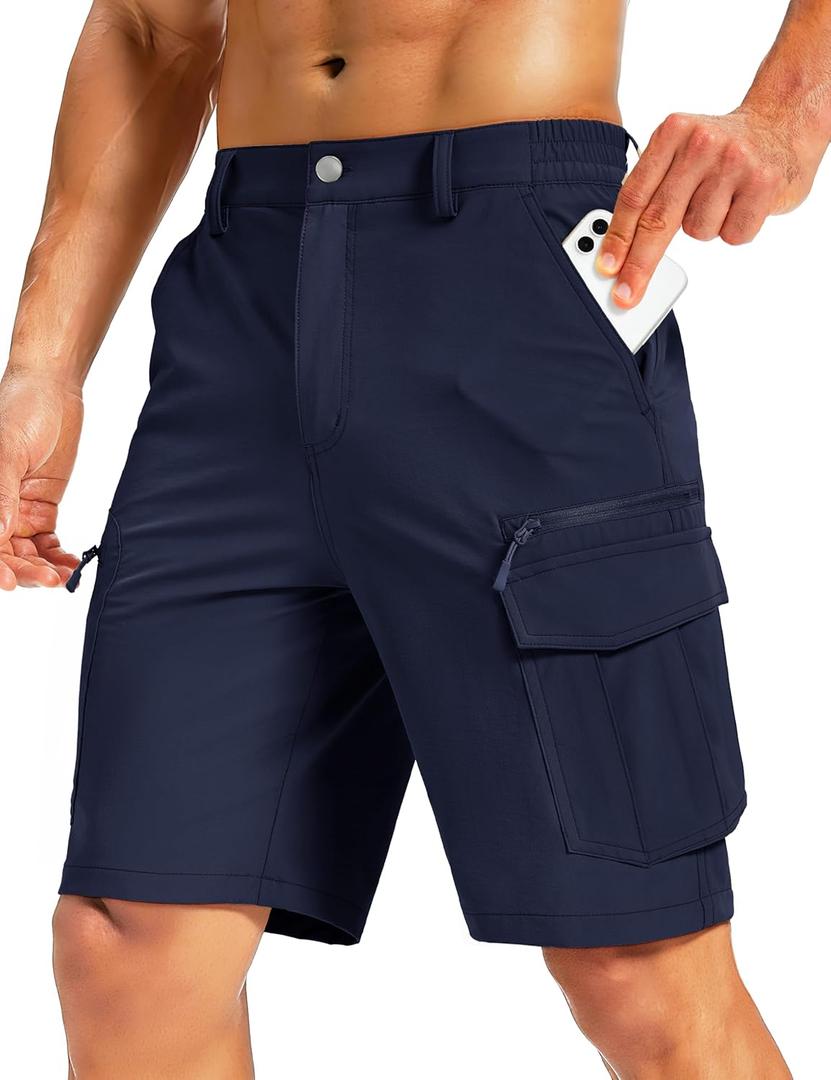 MAGCOMSEN Mens Hiking Cargo Shorts 9" Quick Dry Lightweight Shorts with 7 Pockets Outdoor Work Shorts Fishing Casual 30