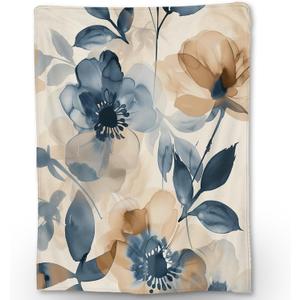 Chic Floral Blanket Soft Throw Flannel Blankets, Cozy, Lightweight, and Fluffy - Ideal for Couch, Bed, Travel - Elegant Fuzzy Home Decor for Indoor and Outdoor Use 60"x50"