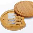 Bridge Cutters Charcuterie Circular 8.5 Inch Made In Usa Cheeseboard Party Fruits And Vegetables, Platter Serving Tray, Bamboo, Round Cutting Board Party Platter Wood Lunch Meat Event Utinsels