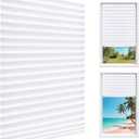 8Pcs Temporary Light Filtering Paper Shades for Windows Pleated Blinds with Adhesive,No Tools No Drill Free Cut Size Temporary Room Darkening Shades Rectangular Semi Blackout, White, 24" W x 71" H