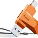 ORICO USB3.0 Flash Drive 150MB/S Metal Housing Swivel Design Support OTG Function 2 in 1 PenDrive 128GB for USB C and USB A Devices -CB05 OR
