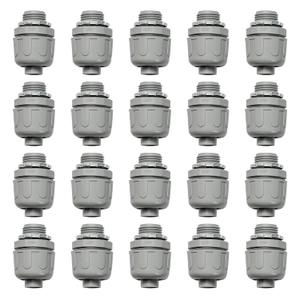 Conduit Connectors, 1/2 Inch Liquid Tight Connector NPT Non-Metallic for PVC Electrical Flexible Conduit Fittings, 180 Degree Straight, UL Listed for Home Outdoor Tubes Tools, Grey (20-Pack)