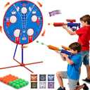 Spider Upgraded 2-in-1 Shooting Games Toys: Rotating Target, 2 Air Blasters & 24 Foam Balls, Bean Bag Toss Game for Kids, Indoor Outdoor Yard Party Games for Boys Girls 4 5 6 7 8 9 10+ Year Old Gift