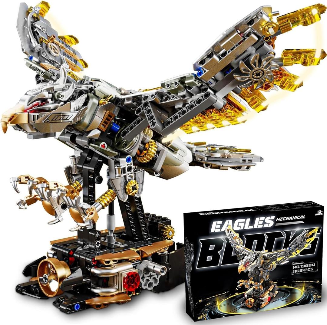 Ideas Mechanical Eagle Building Set with Light, Compatible with Lego Animal, Rotatable Eagle Building Blocks Toy for Adults, STEM Gift (1168 PCS)