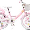 Bixike Girls Bike with Basket for Toddlers and Kids Aged 3-14 Years Old, 18 Inch with Training Wheels & Doll Seat, 20 Inch with Kickstand & Rear Rack, Princess Style Bicycle for Gift.