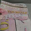 AZHM 4Pcs Shower Curtain Set Pink Fashion Floral Bathroom Decor Inspirational Quotes Bathroom Shower Curtain with Rugs and Accessories Girly Perfume Bathroom Set