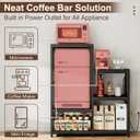 Mini Fridge Stand Coffee Bar Cabinet Station With Small Refrigerator Insert Storage Space, Shelf Organizer For Dorm Microwave To Sit, Black Baker Rack With Power Outlet, Big Table To Go Over Fridge, 15.7"D x 40.5"W x 48.8"H