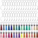 KINGFOREST 120PCS Acrylic Keychain Blanks Kit - 30 Keychain Rings, 30 Jump Rings, 30 Clear Discs, 30 Tassels - DIY Craft Supplies for Jewelry Making, Vinyl Stickers & Personalized Gifts