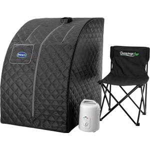 Durasage Lightweight Portable Personal Steam Sauna Spa for Relaxation at Home, 60 Minute Timer, 800 Watt Steam Generator, Chair Included (Black)