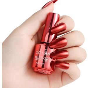 Metallic Nail Polish, Mirror Nail Polish, Quick Dry Nail Lacquers, Long-Lasting Shiny Nail Art Polish (Rust Red, 8ml)