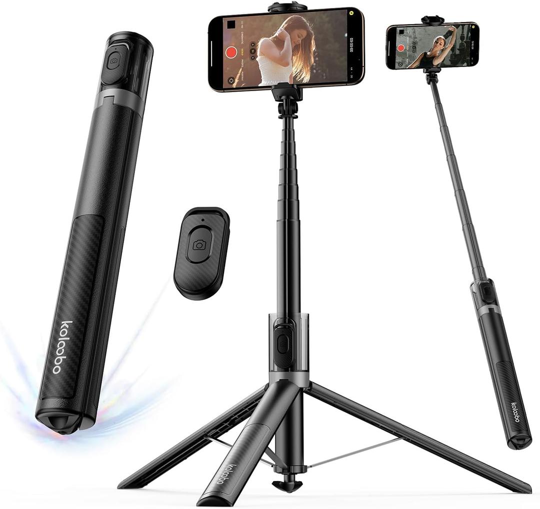 67'' Automatic Phone Tripod, Auto-Open Selfie Stick for iPhone with Remote, 360 Rotatable Extendable Phone Stand for Video Recording Vlog, Stable Travel Tripod Compatible with iPhone Android