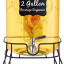 2 Gallon Glass Drink Dispensers for Parties, Beverage Dispenser with Stand, Fruit Infuser and Stainless Steel Spigot 100% Leakproof, Beverage Dispenser for Lemonade Sun Tea