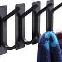 YIGII Towel Hook/Adhesive Hooks - Black Wall Hooks Stick for Bathroom and Kitchen Heavy Duty Hooks 4-Pack, Stainless Steel