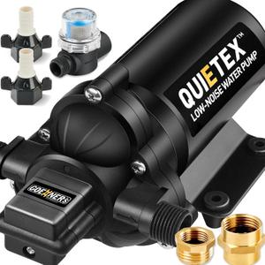 Upgraded 12V DC RV Water Pump 4.5 GPM 45 PSI Ultra-Quiet Diaphragm Pump with Smart Pressure Switch Reliable Flow for Campers, Marine, Trailers Black