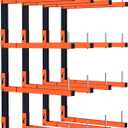 4 Pack Lumber Storage Rack, Wall Mount Removable Lumber Rack with 4-Level Holds Up 1040 Lbs, Heavy Duty Metal Garage Wood Organizer for Workshop, Basement, Indoor and Outdoor (4 Pack-8 Level)