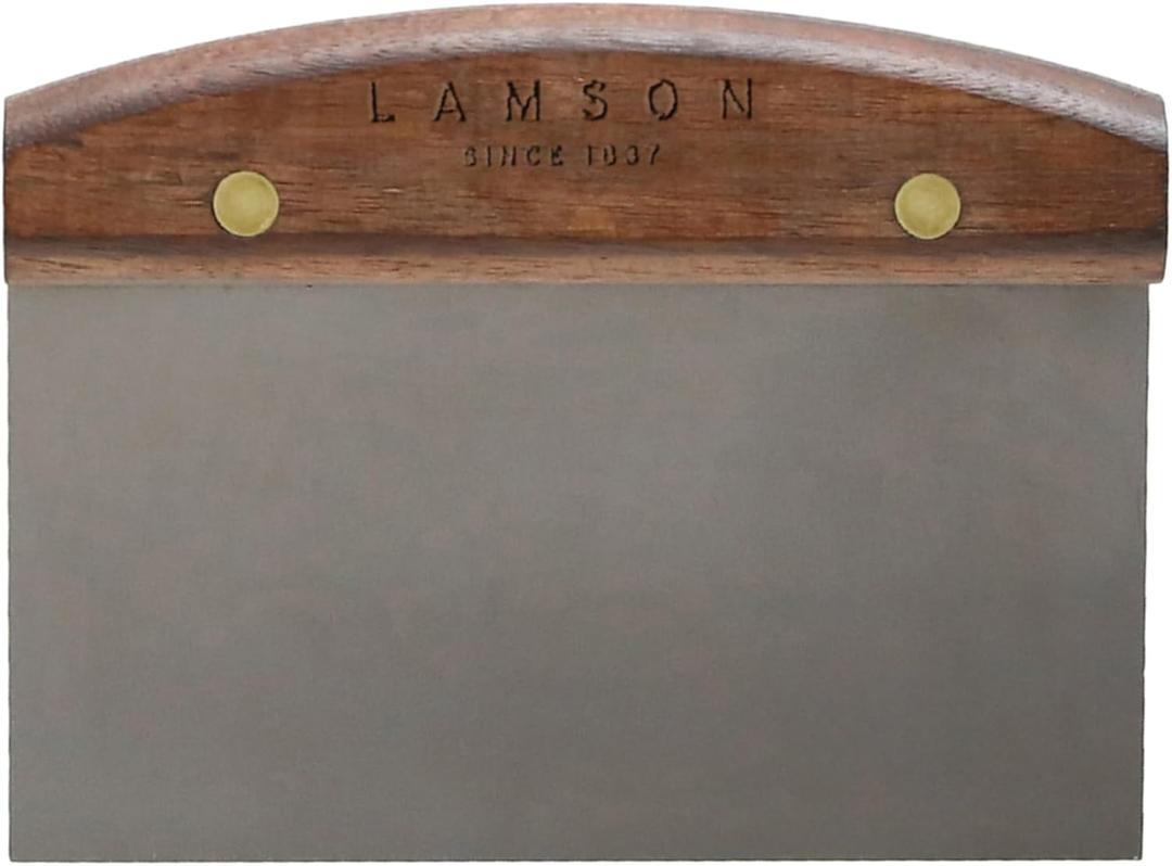 Lamson Kitchen Utensils - 3" x 6" Bench Scraper, High-Carbon Stainless Steel Dough Scraper, Ergonomic Riveted Walnut Handle, Handcrafted, Full-Tang Design, Built to Last