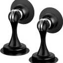 Door Stops 2 Pack, Magnetic Door Stoppers, Heavy Duty Stainless Steel, Magnetic Door Catch Door Holders for Wall Floor Mount, Double-Sided Adhesive Tape, No Need to Drill, Black