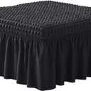 3D Bubble Lattice Rectangle Ottoman Slipcover Polyester Footstool Protector Covers with Skirt Stretch Stool Covers for Living Room and Bedroom