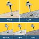 One Touch Kickdown Door Stopper, Door Holder, Heavy Duty Door Stops, Bottom of Door, Height-Adjustable Rubber Tips by HASHI (Satin Nickel 6 inch x 1pack)