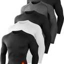 Dalavch 5 Pack Thermal Compression Shirts for Men Long Sleeve Running Gear Undershirt Base Layer for Winter Cold Weather, Size Large