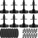 NEWBYTEK 3/8-16 Adjustable Leveling Feet Heavy Duty, 2" Base Dia Furniture Levelers for Table Chair Cabinet Sofa (1600LBs, 8 Pack, Black)