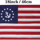 Small American US Anchor Boat Flag 12x18 Inch Sewn Stripes with 4 Clips- Embroidered Stars USA American Flag for Boat with Grommets