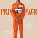 Spooktacular Creations Prisoner Costume Men, Orange Jumpsuit, Jail Inmate Accessories Set, Halloween Costumes for Men 2025 (S)