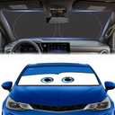 Gven Windshield Sun Shade Universal Fit for Car Window Sunshades Cover Automotive Interior Sun Protector Accessories for Compact& Midsize Sedan,Com& Subcompact SUV,Small Pickup,Wagon(Blue, S)