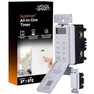 myTouchSmart 33861 LE One in-Wall Digital Timer, Push Door Switch, Backlit LED Screen, 8 Custom On/Off Times, Countdown Mode, Daily/Weekly Set, Off & Countdown