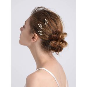 3 PCS Bridal Women Pearls Rhinestones Simple Little Hair Pins Vintage Wedding Party Crystal Rhinestones Party Prom Hair Accessories(Gold))