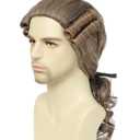 Men's 18th Century Colonial Judge Wig, Lawyer Aristocrat Curly Costume Wig for Halloween Historical Theme Party (Brown)
