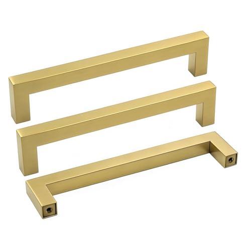 Goldenwarm 10Pack 5in Brushed Gold Cabinet Pulls Gold Cabinet Handles Gold Drawer Pulls Modern Cabinet Hardware Handles for Kitchen Cabinets