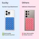Upgraded SUCKY Silicone Suction Phone Case Adhesive Mount - Hands-Free Phone Accessory for iPhone and Android - Sticky Grip for Selfies, Videos - Clear