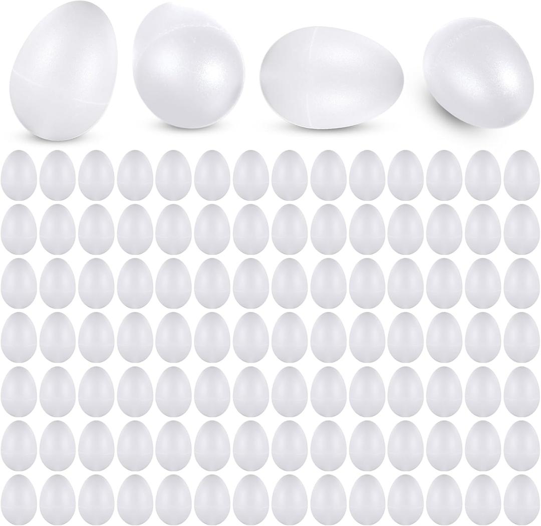Yeshone 100 Pieces Egg Shakers Bulk Musical Instruments Percussion Maracas Egg for Kids Toys Plastic Shaker for Learning DIY Painting, Classroom Music, Rhythm(White)
