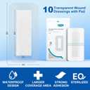 Dimora Waterproof Transparent Film Dressing with Pad, Large Clear Bandage Tape for Wound Care, Adhesive Post Surgical Cover Padfor IV Shield, Tattoo Aftercare, Shower Protector 4x8 inch 10 Packs