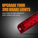 Third 3rd Brake Light LED for 1997-2006 Jeep Wrangler, High Mount Rear Brake Lights Assembly for 97-06 Wrangler TJ, Waterproof Center Cab Lamp Stop Light (RED)