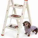 3 Step Ladder,Lightweight Folding Step Stool with Dachshund Print | Anti-Slip Pedal,600 lbs Capacity Heavy Duty Step Stool,Sturdy Step Ladder for Home, Kitchen, Adults