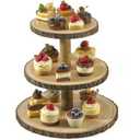 Cupcake Stand Wood Dessert Stands 3 Tier Cupcake Tower Large Cupcake Display Stand Rustic Cupcake Tier Stand for Woodland Baby Shower Decorations,Wedding,Birthday,Party,Farmhouse Decor