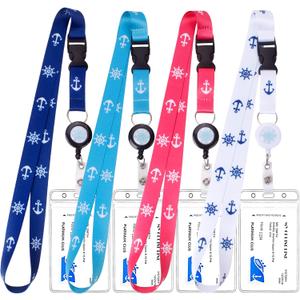 Retractable Waterproof Lanyard with ID Badge Reel Holder & Detachable Buckle for Ships Key Cards, Cruise Essentials & Must Have Accessories (4 Colors)