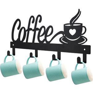 CUKE2BEET Wall Mounted Coffee Mug Holder - Mug Organizer Rack for Coffee Bar, Kitchen Utensils Display