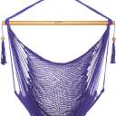 JoyView Hammock Chair with Spreader Bar Caribbean Hammock Swing Chair 300 LBS Weight Capacity XL Rope Hanging Chair for Outdoor Indoor Garden Yard - Purple