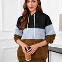 Women's Waffle Color Block Pullover Sweatshirts Hoodies Drawstring Hooded Sweatshirt for Women Trendy (XS)