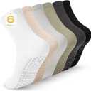 Ivyhouse Pilates Yoga Socks with Grips for Women - Crew Length Ballet Barre Socks - Sticky Workout Hospital Socks