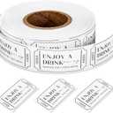 1000 Pcs White Drink Tickets Roll Single Raffle Tickets Party Ticket 2" x 1" for Events Wedding Parties Class Reward Fundraiser Prizes, 1 Roll