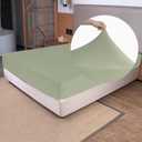 Soft Stretch Queen Size Fitted Sheet Only - Jersey Knit & Cozy T-Shirt Like, 4-Way Stretchy Snug Fit & Wrinkle Free, No More Slipping Mattress Sheets - Sage Green, Queen