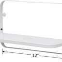 WELLAND White Floating Shelves Set of 2, Small Fold Down Wall Shelf Folding Display Wall Shelves for RV, Camper, Loft, Bedside | White Wooden Board & Metal Frame | 12" W x 5" D x 7" H