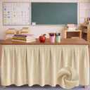 Tingjoo Beige 9 ft X 30'' Teacher Desk Skirts Linen Textured