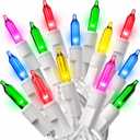 PREXTEX Multicolor String Lights (20 Feet, 100 Count) with White Cord - Indoor and Outdoor Colorful Twinkle Lights for Holiday Decor